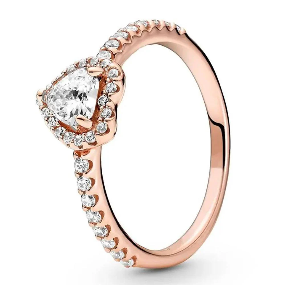Bague Cœur Or Rose Diamants – Image 3