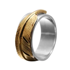 Anneau Argent Plume Or