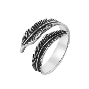 Bague Acier Plume