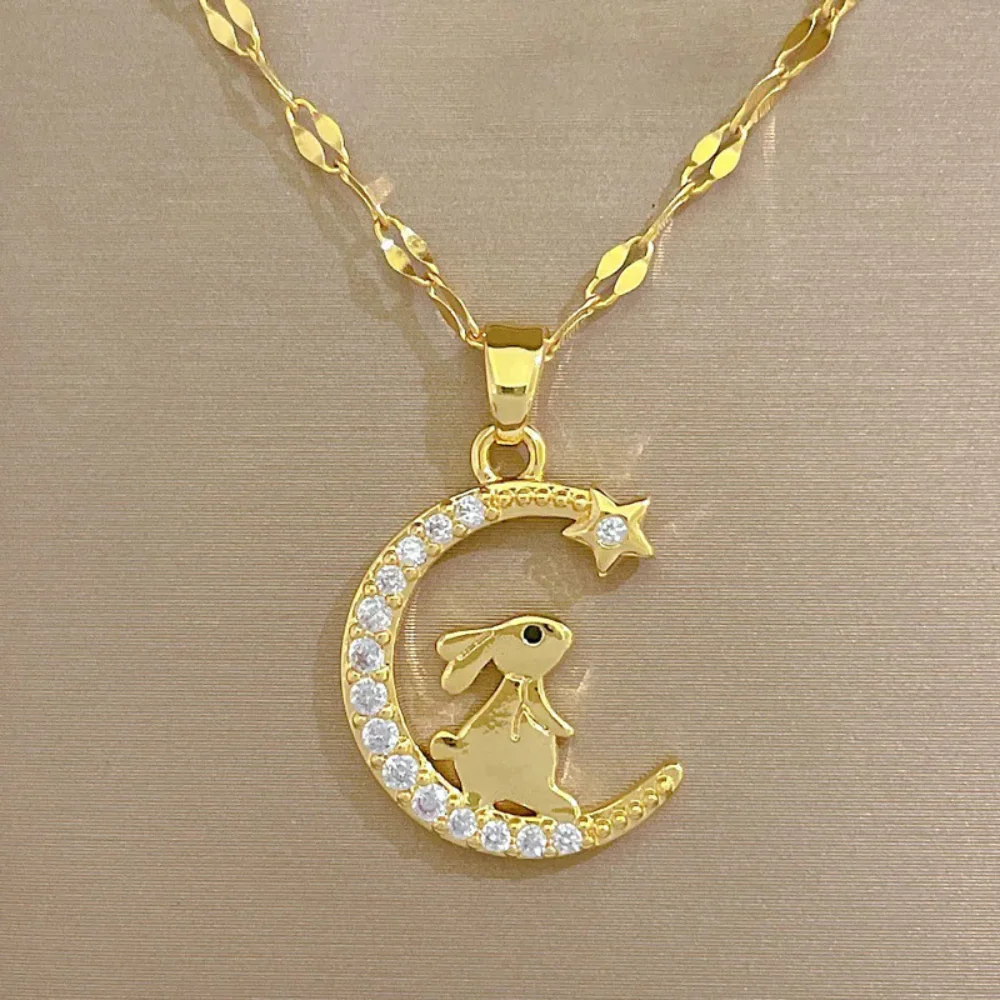 Collier Lune Lapin Stras – Image 7