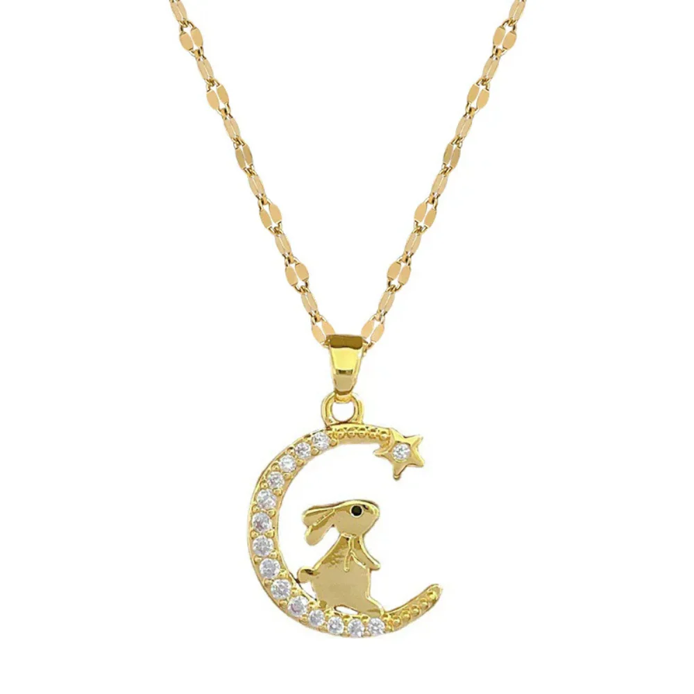 Collier Lune Lapin Stras