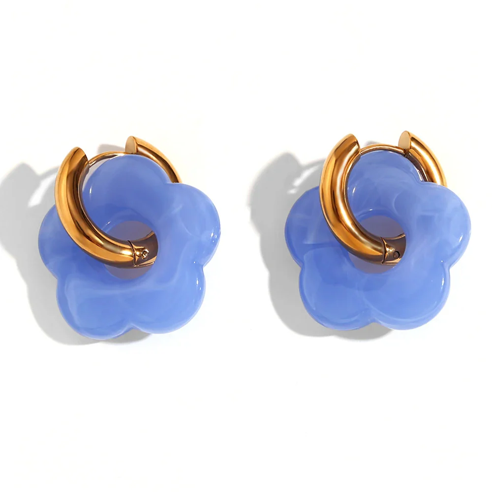 Boucles d'Oreilles Fleur Résine – Image 7
