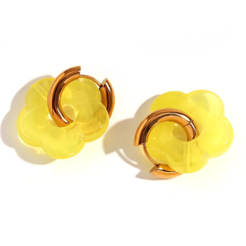 Boucles d'Oreilles Fleur Résine – Image 8