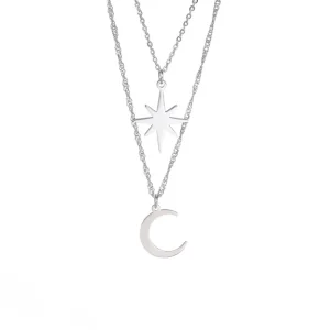 Collier Lune Étoile Argent
