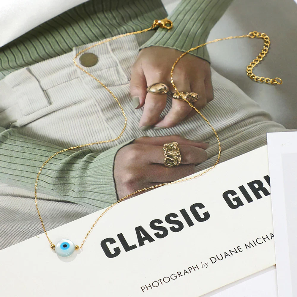 Collier Œil Grec Blanc – Image 4