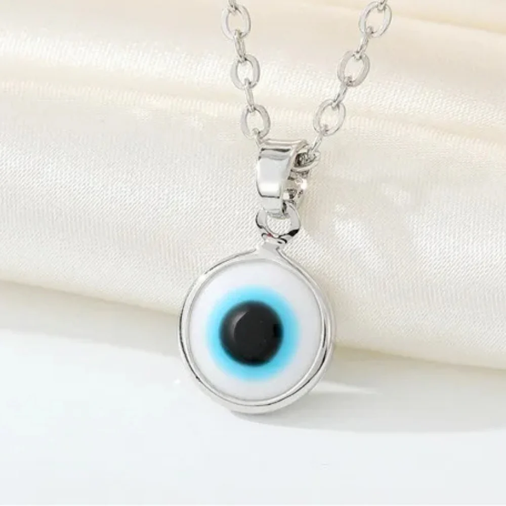 Collier Œil Blanc Argent – Image 3