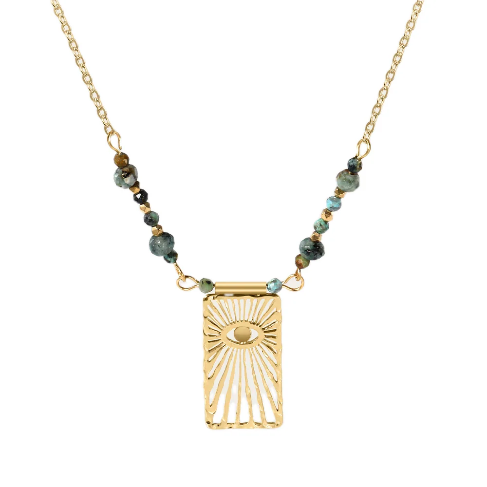 Collier Œil Grec Acier Inoxydable – Image 2