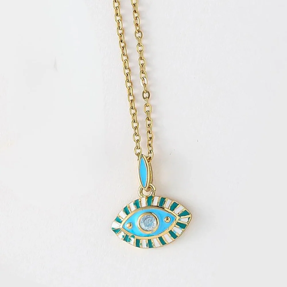 Collier Œil Grec Bleu Ciel – Image 3