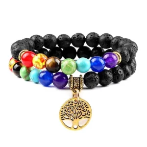 Double Bracelet Arbre de Vie Perles